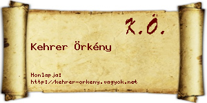 Kehrer Örkény névjegykártya